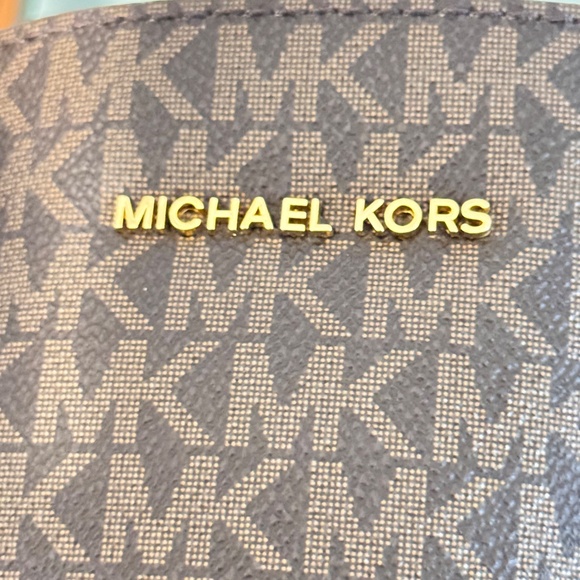 Michael Kors Woman's Logo Handbag, Chocolate Brown with Tan Leather - Picture 7 of 13
